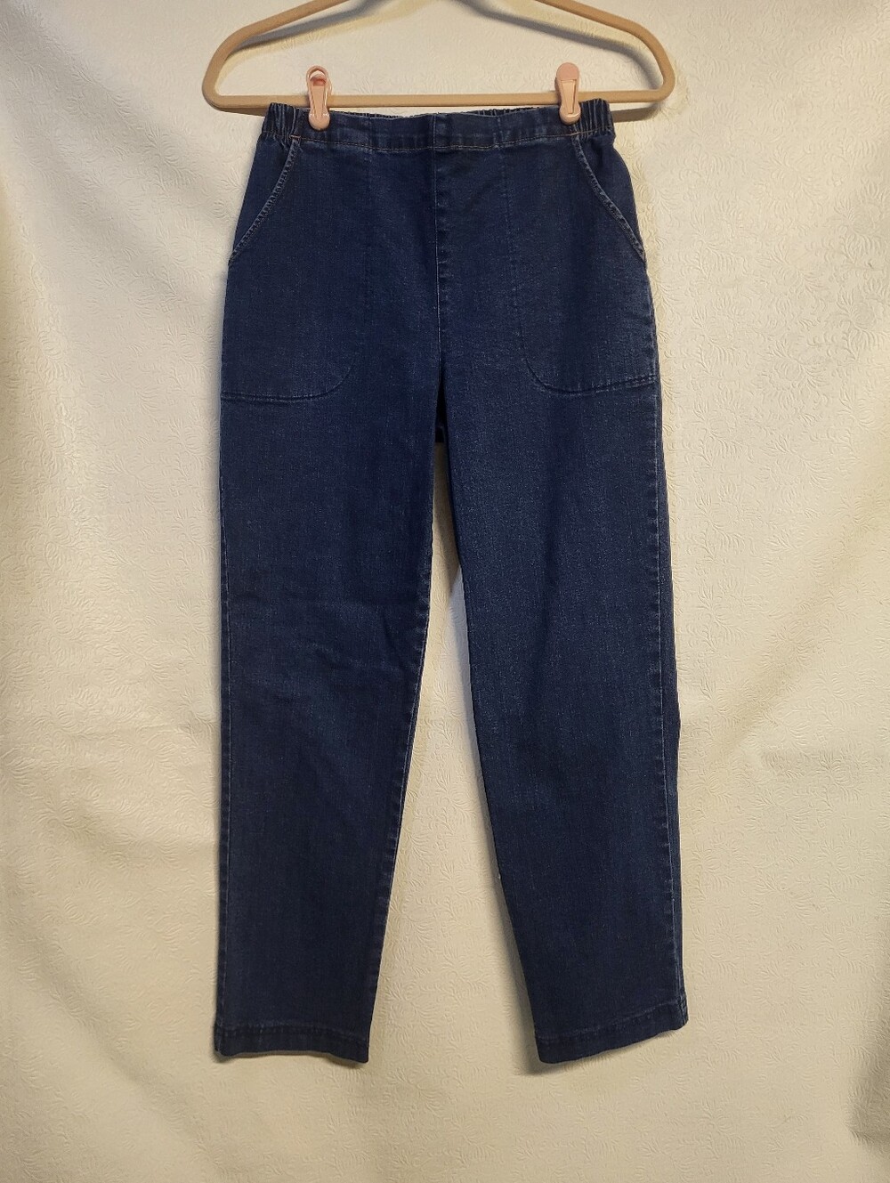 Croft & Barrow Pull-On Elastic Waist Jeans Womens 10 Petite Regular Blue Denim